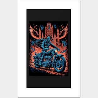 Skeleton Riding Motorbike Posters and Art